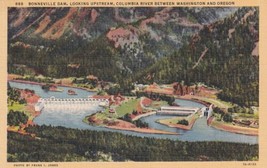 Bonneville Dam Columbia River Between Washington and Oregon Postcard B35 - $2.99