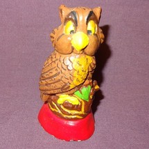 Vintage Owl Brown Chalkware Figurine 3&quot; - Chipped - £7.78 GBP