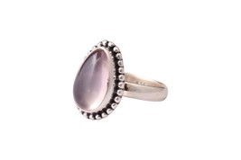 925 Argento Sterling Massiccio Naturale Quarzo Rosa Fatto Sottile Anello Donna - £42.41 GBP