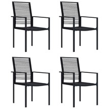  Garden Chair Set of 4 Black PVC hollow rattan, powder-coated steel - $6,837.74 MXN