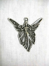 New Fae Fairy Pixie W Butterfly Wings &amp; Gown Pewter Pendant Adj Cord Necklace - £6.79 GBP