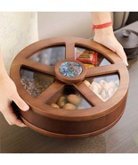 Premium Wooden Rotating Compartment Snack Tray with Glass Dividers, Luxu... - $8,299.61 MXN