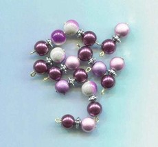 purple pearl bead drop charms acrylic glass pendants 10pc jewelry supply - £3.78 GBP