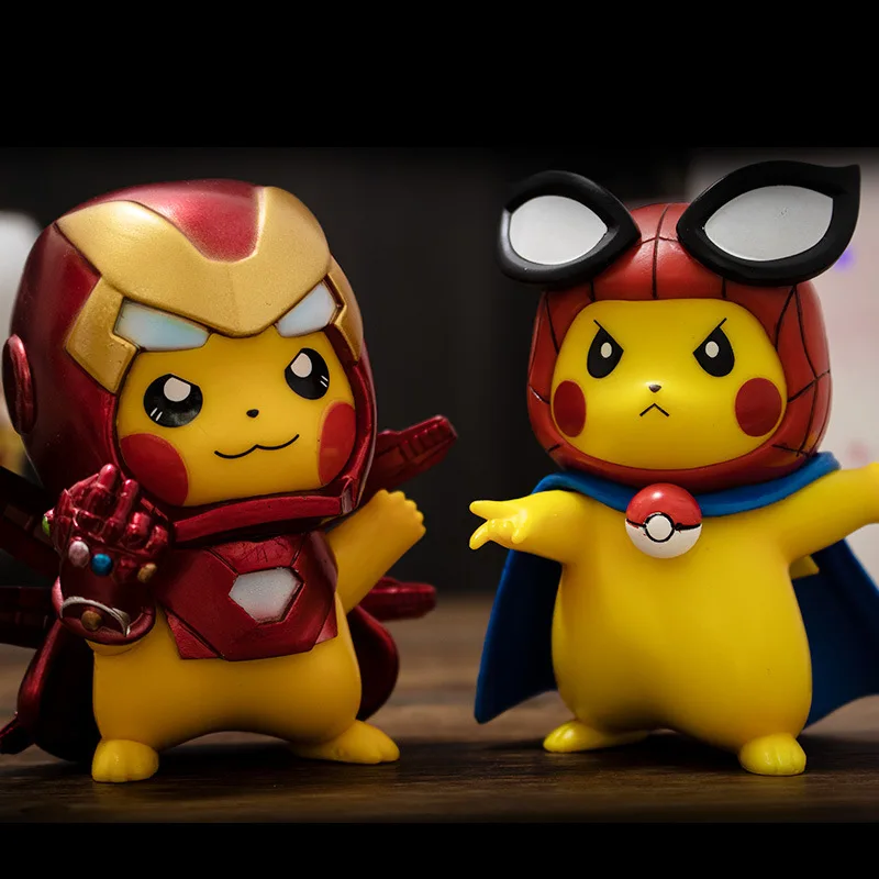 10cm Pokemon Anime Figure Pikachu Cosplay Marvel Legends Avengers Iron Man - £17.91 GBP+