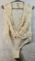 Free People Bodysuit Womens Small Cream Lace Floral Nylon Sleeveless Wrap V Neck - £20.46 GBP