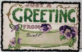 Greetings from Bristol Vermont Yarn Accents Embossed 1913 Postcard F2 - £4.03 GBP