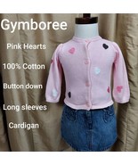 Gymboree Pink Hearts 100% Cotton Knit Cardigan Size 3-6 mos. - £6.28 GBP