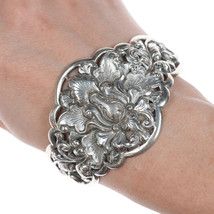 7 3/8&quot; Antique TS 800 silver repoussse bracelet - $239.09