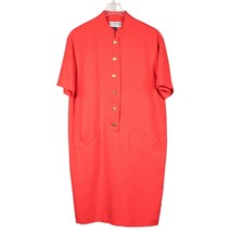 Kasper ASL VTG Dress Womens 6 Red Mandarin Collar Gold Buttons S/S Pockets - £18.92 GBP