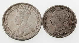 1893-1918 Canadá 5 Centavos &amp; 10 Centavos Moneda Lote De 2 , Vf-Xf , Km 2 &amp; 23 - £38.36 GBP