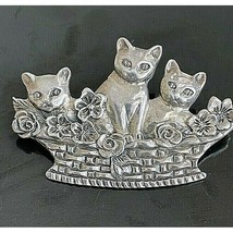 3 KITTENS IN A FLOWER BASKET 925 STERLING SILVER BROOCH.VERY CUTE SKY - £66.41 GBP