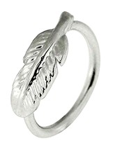 Feather Nose Ring 16g (1.2mm) 925 Silver Nose Hoop Tragus Helix Earring Piercing - £4.79 GBP