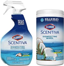 Clorox Scentiva Disinfecting Multi-Surface Cleaner Spray &amp; Disinfecting Wipes, P - £45.55 GBP