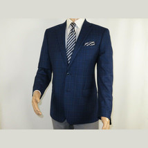 Men's Soft Wool Sport Coat English Plaid Window Pane 556-4 Navy Blue Renoir image 12