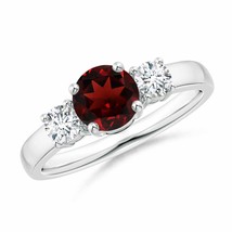 ANGARA Classic Garnet and Diamond Three Stone Engagement Ring in 14K Gold - £1,105.85 GBP