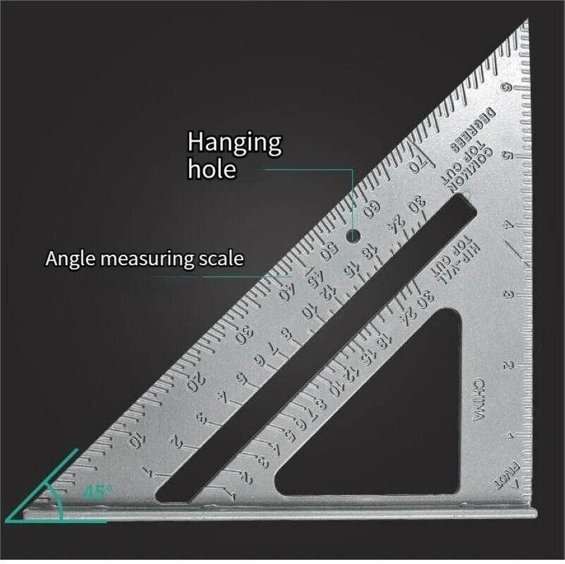 7″ Aluminum Alloy Triangle Ruler Precision Thickened Angle Ruler for Woo... - $6.92