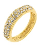 Yellow Gold Plated Brass Women&#39;s Round-Cut Clear Pave&#39; Crystals Wedding ... - $35.77 CAD