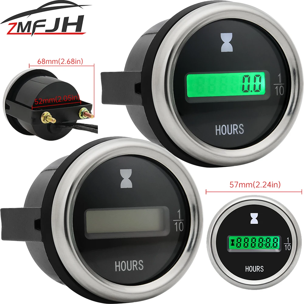 52mm Electronic Hour Meter Green LED Digital Hours Gauge Counter Universal for - £9.33 GBP