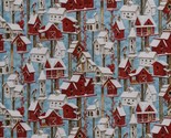 Cotton Birdhouses Winter Birds Cardinals Chickadees Fabric Print BTY D40... - $11.95