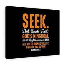   Seek First God&#39;s Kingdom Matthew 6:33 Bible Verse Canvas Chris - £60.66 GBP+
