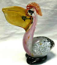 Art Glass Pelican Holding Fish Nautical Interior Decor Decor Sculpture - £23.66 GBP