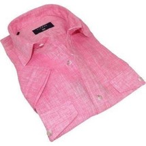 Men's Ciazzo Turkey 100% Linen Breathable Shirt Short Sleeves #Linen 29 Pink image 5