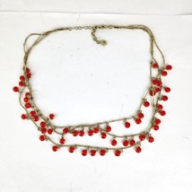 Anne Klein Three Strand Coral Flat Beaded Womens Necklace - £18.68 GBP