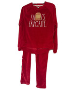 Rae Dunn Christmas Santa’s Favorite Women Red Velour Sweatshirt/Pants Pa... - $34.99