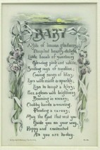 Antique 1920s Reinthal &amp; Newman Antique Baby Poem Matted Print Decor - $3.95