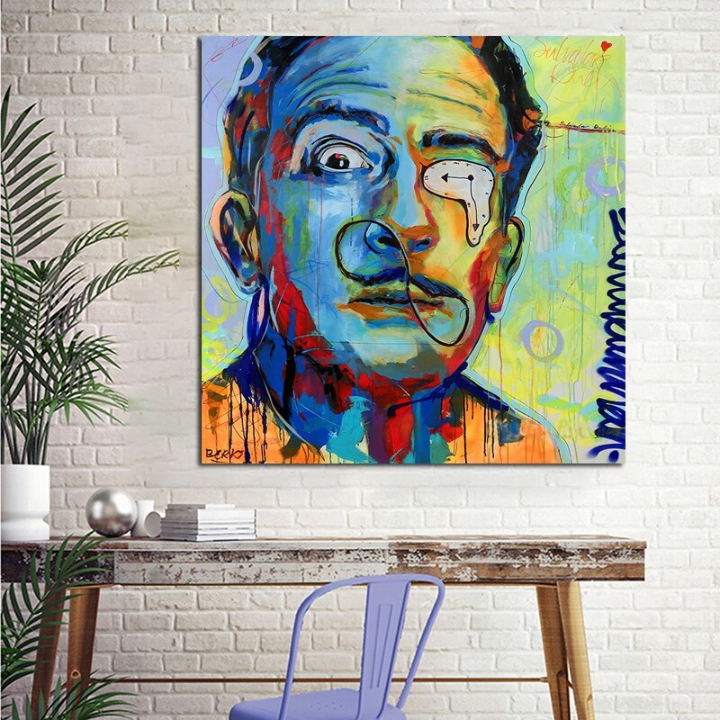 Salvador Dali Hand Painted Portrait Abstract Oil Painting Home Decor