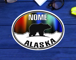 Nome Alaska Sticker Decal 3.8&quot; Bear Northern Lights Gold Indoor Or Outdoor Vinyl - £4.34 GBP
