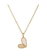 18K Gold Plated Heart Cubic Zirconia Women&#39;s Necklace Hypoallergenic Wat... - $34.98