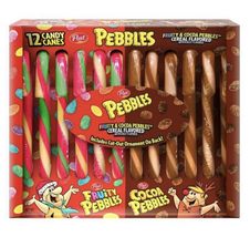 Post Pebbles Cereal Candy Canes - 6 Fruity Pebbles Flavored Candy Canes and 6 Co - £7.68 GBP