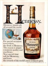 1981 Hennessy Cognac Around the World Globe Vintage Print Ad 80s Wall Art - $10.97