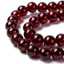 50 Crackle Glass Beads 8mm Dark Red Veined Bulk Jewelry Supplies Mix Unique  - £3.82 GBP