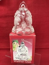 Vintage Walther Glass Crystal Bell Christmas Tree Ornament Poinsettia Engraved - $21.29