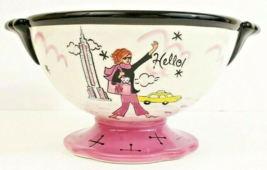 Jennifer Brinley Certified International Hello Candy Dish Pink and Black... - $14.48