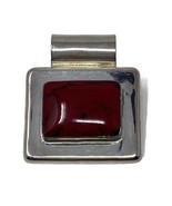 Artisan Made Chunky Sterling Silver and Red Coral Pendant Mexico - $56.99