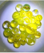 PK of 24-  22 Yellow Cat&#39;s Eye Single Color Glass &amp; 2 Mega Marble Shooters - $314.97 MXN