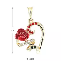 Half Heart with Rose Pendant P1389M Gold Plated - $9.99