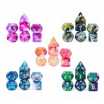 5 Sets Dnd Dice Polyhedral Dice Set (35Pcs) With 1 Large Leather Bag, D&amp;... - £22.01 GBP