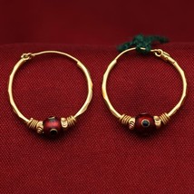 Bis 916 Real Gold Plain Design Jewellery Drop Hoop Earring Girl Gift Lower Price - £302.67 GBP