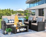 4-Piece Outdoor Patio Furniture Set, Wicker Rattan Sectional Sofa Couch ... - $667.99