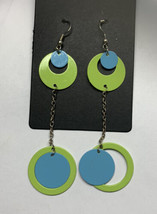 Hand Painted Metal Green Color Long Earrings  - £9.22 GBP