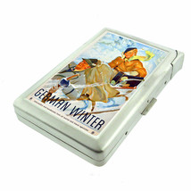 Vintage Poster Image Em6 100&#39;s Size Cigarette Case with Built in Lighter Wallet - £16.22 GBP