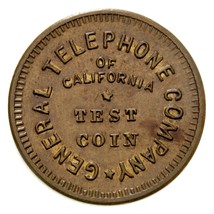 General Telephone Company Of California Test Coin, San Francisco 21mm-
s... - €35,08 EUR