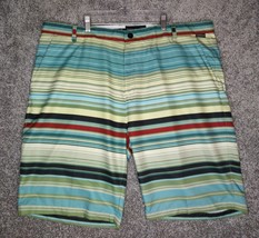 Tattoo Golf Shorts Mens 42  Green &amp; Multicolor Striped Lightweight Summe... - $27.89