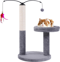 24&quot; Scratching Post, Interactive Cat Scratcher, with Perch &amp; Plush Toy, ... - $29.80