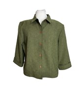 Prophecy Womens Size 14 Petite Jacket Green Button Front 3/4 Sleeves - $14.85