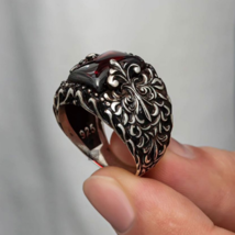 Natural Garnet Ring, 925 Sterling Silver, January Birthstone, Christmas Gift Men - £158.49 GBP